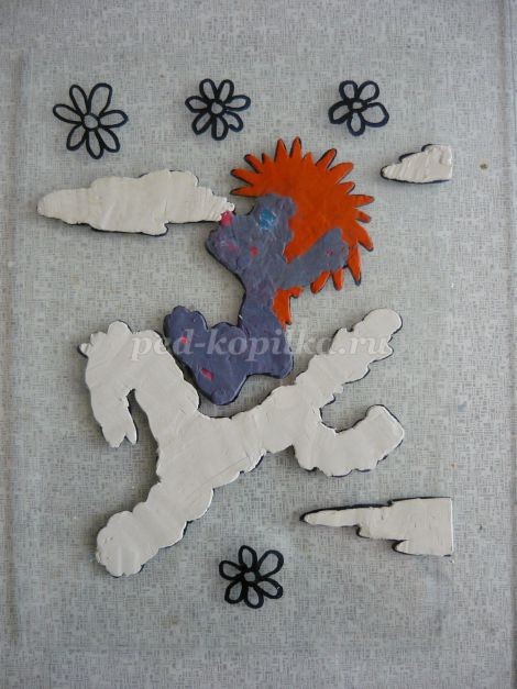 ​Пластилинография на стекле: львёнок и черепаха, часть 2