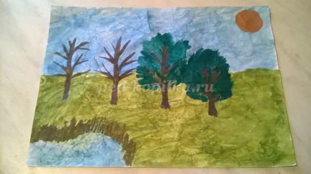 Рисование на мятой бумаге