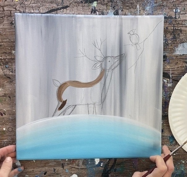 Олень и птичка