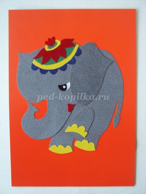 Аппликация из бархатной бумаги "Слонёнок" Аппликация из бархатной бумаги "Слонёнок"