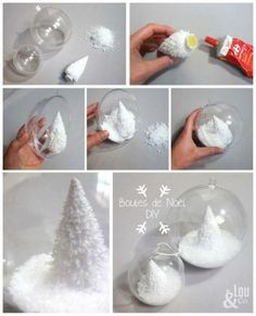 Простой новогодний декор в вазочках с искусственным снегом