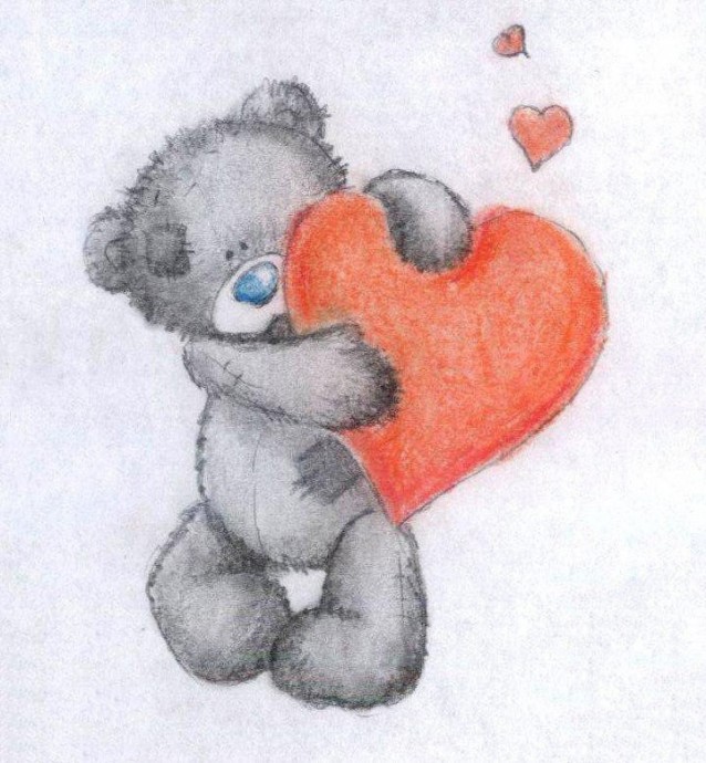Рисуем медвежонка с сердцем Рисуем медвежонка с сердцем