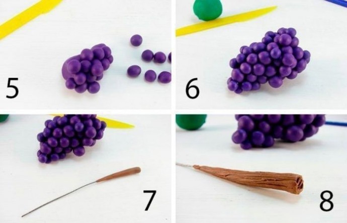 ​Гроздь винограда из пластилина