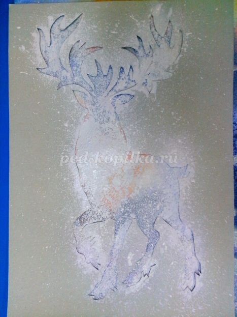 Нетрадиционная техника рисования "Северный олень", набрызг, часть 2 Нетрадиционная техника рисования "Северный олень", набрызг, часть 2