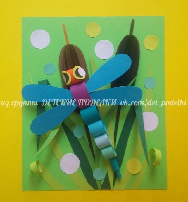 ​Объемная аппликация "Стрекоза-попрыгунья"