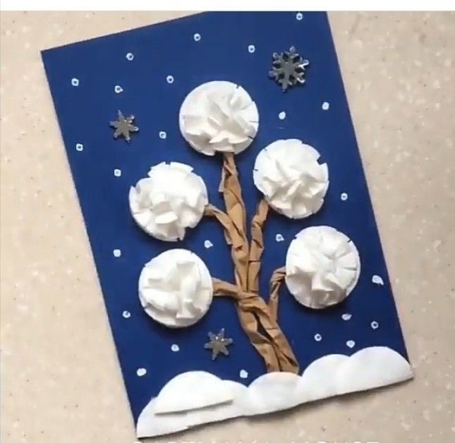 Зимние аппликации с ватой Зимние аппликации с ватой