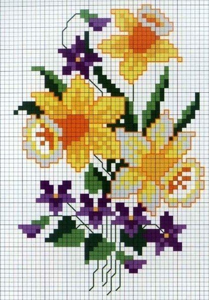 Схемы вышивки цветочков