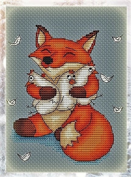 Вышиваем лису с курочками Вышиваем лису с курочками