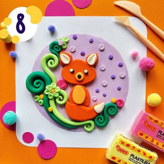 Картина из пластилина с лисичкой Картина из пластилина с лисичкой