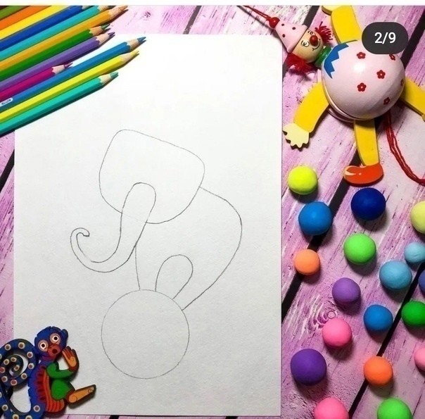 Рисуем слоненка пластилином Рисуем слоненка пластилином