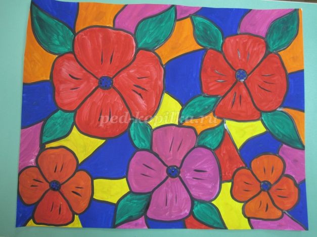 ​Цветы в технике витраж: часть 3