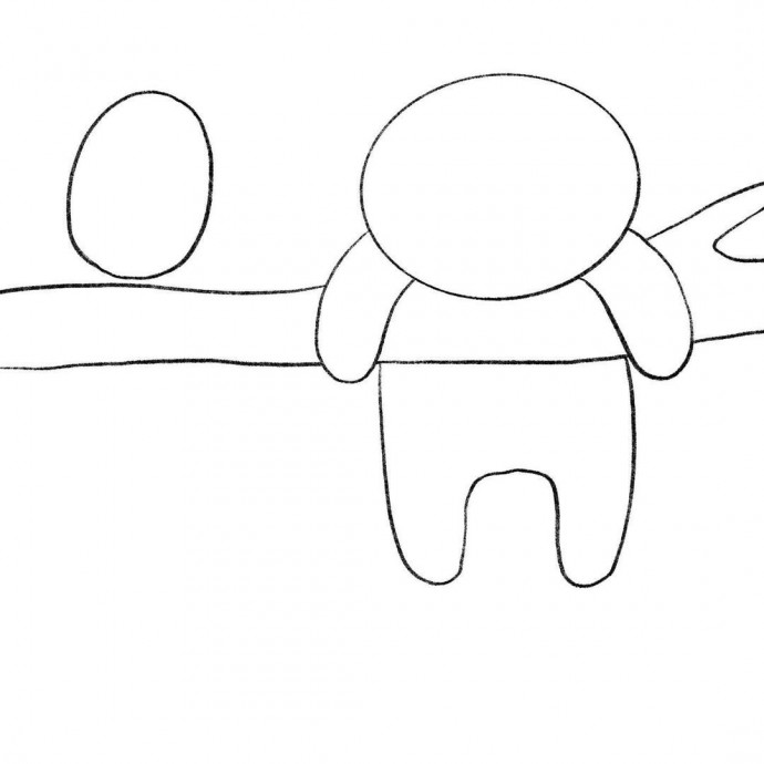 Рисуем котенка на ветке с птичкой Рисуем котенка на ветке с птичкой