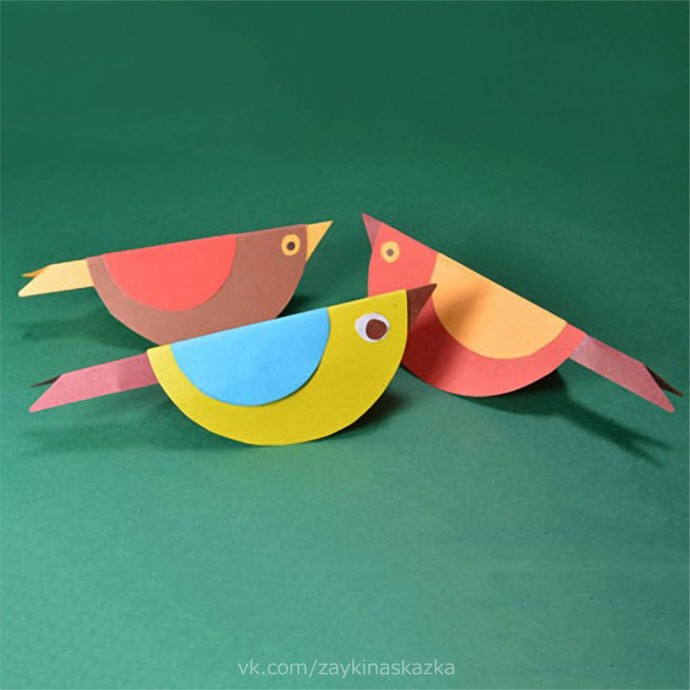 Птички из кружочков Птички из кружочков