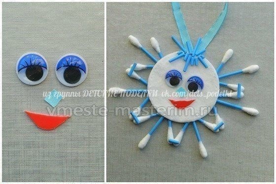 Снежинка из ватных палочек Снежинка из ватных палочек