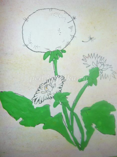 Одуванчик из пластилина