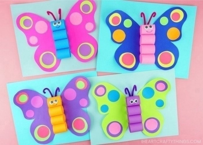 ​Бабочки из цветной бумаги