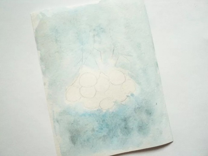 ​Скетч акварелью "Рябина под снегом"