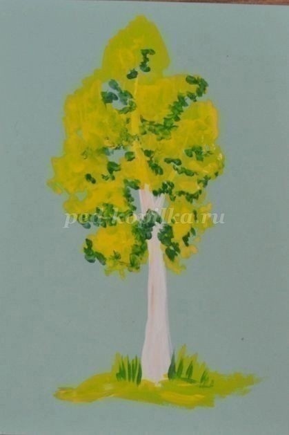 Березка гуашью