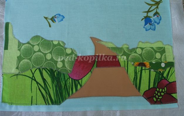 Аппликация из ткани по сказке "Колобок": часть 1