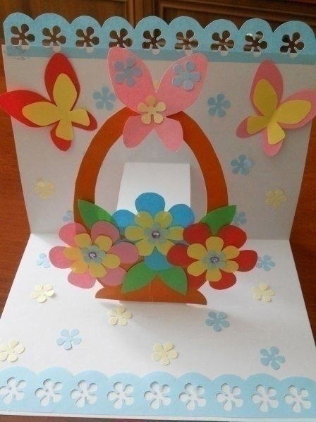 Объёмная открытка "Корзинка с цветами"