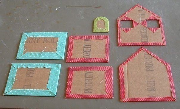 Маленькие домики из картона и ткани: мастер-класс